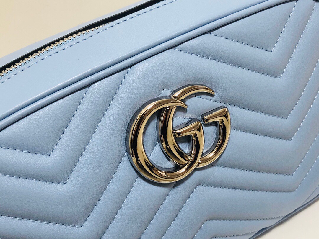 Gucci GG Marmont Small Matelasse Shoulder Bag 447632 Light Blue